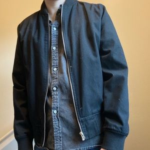 black zip up bomber